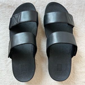 FitFlop Black Leather Mina Sandals